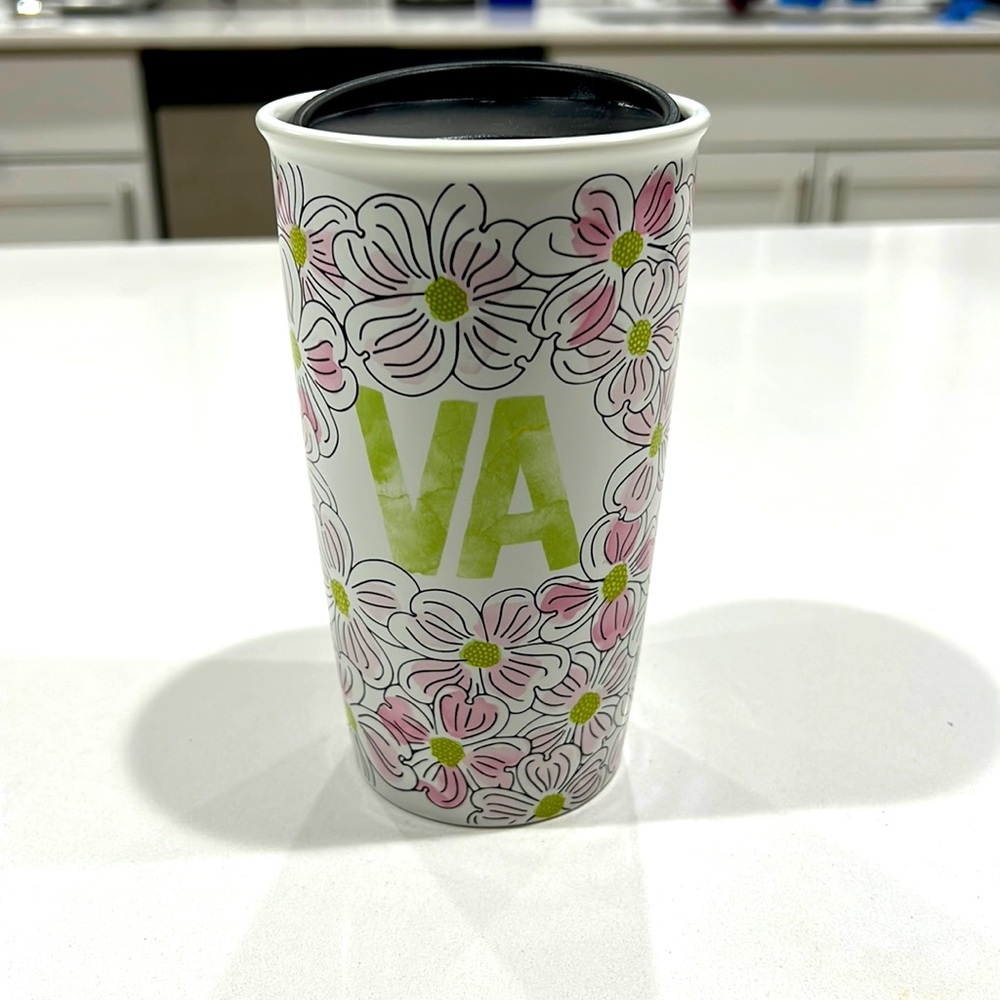 Starbucks Ceramic Virginia Tumbler with Apple Blossom Design